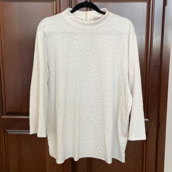 CHICO’S Mock Turtleneck Tunic in Flocked Ivory - Size XXL (Chico’s Size 4) - Picture 1 of 4